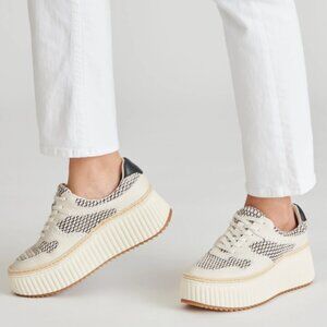 Dolce Vita Dandi Platform Sneakers Black Natural Raffia
